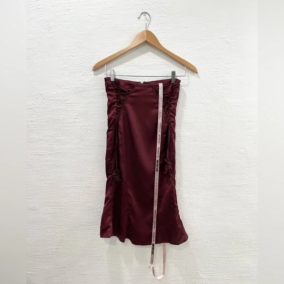 House of CB Sidonie Lace-Up Satin Trumpet Midi Skirt - Picture 2 of 6